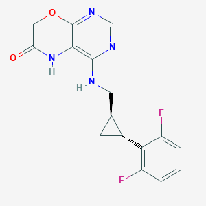 molecular formula C16H14F2N4O2 B7438555 4-[[(1R,2R)-2-(2,6-difluorophenyl)cyclopropyl]methylamino]-5H-pyrimido[4,5-b][1,4]oxazin-6-one 