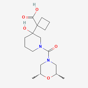 molecular formula C17H28N2O5 B7438567 1-[1-[(2S,6R)-2,6-dimethylmorpholine-4-carbonyl]-3-hydroxypiperidin-3-yl]cyclobutane-1-carboxylic acid 