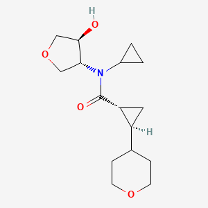 molecular formula C16H25NO4 B7438574 (1R,2S)-N-cyclopropyl-N-[(3R,4S)-4-hydroxyoxolan-3-yl]-2-(oxan-4-yl)cyclopropane-1-carboxamide 