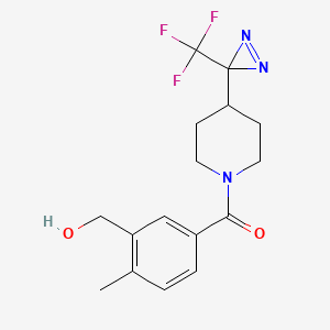 molecular formula C16H18F3N3O2 B7438584 [3-(Hydroxymethyl)-4-methylphenyl]-[4-[3-(trifluoromethyl)diazirin-3-yl]piperidin-1-yl]methanone 