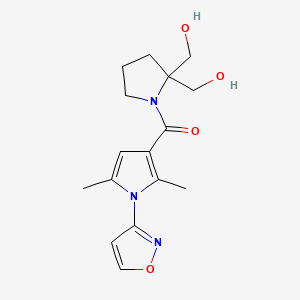 molecular formula C16H21N3O4 B7438594 [2,2-Bis(hydroxymethyl)pyrrolidin-1-yl]-[2,5-dimethyl-1-(1,2-oxazol-3-yl)pyrrol-3-yl]methanone 