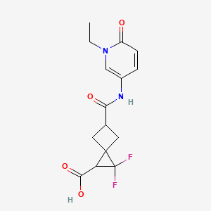 molecular formula C15H16F2N2O4 B7438616 5-[(1-Ethyl-6-oxopyridin-3-yl)carbamoyl]-2,2-difluorospiro[2.3]hexane-1-carboxylic acid 
