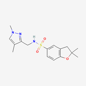 molecular formula C16H21N3O3S B7438664 N-[(1,4-dimethylpyrazol-3-yl)methyl]-2,2-dimethyl-3H-1-benzofuran-5-sulfonamide 