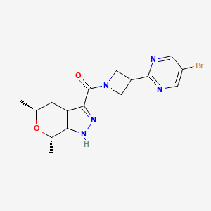 molecular formula C16H18BrN5O2 B7438674 [3-(5-bromopyrimidin-2-yl)azetidin-1-yl]-[(5R,7S)-5,7-dimethyl-1,4,5,7-tetrahydropyrano[3,4-c]pyrazol-3-yl]methanone 