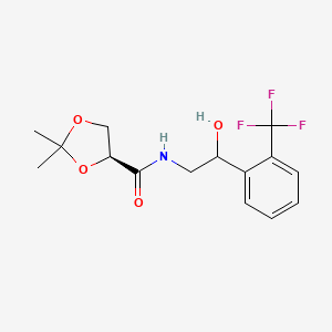 molecular formula C15H18F3NO4 B7438681 (4S)-N-[2-hydroxy-2-[2-(trifluoromethyl)phenyl]ethyl]-2,2-dimethyl-1,3-dioxolane-4-carboxamide 