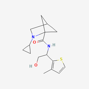 molecular formula C16H22N2O2S B7438693 2-cyclopropyl-N-[2-hydroxy-1-(3-methylthiophen-2-yl)ethyl]-2-azabicyclo[2.1.1]hexane-1-carboxamide 