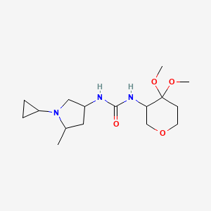 molecular formula C16H29N3O4 B7438696 1-(1-Cyclopropyl-5-methylpyrrolidin-3-yl)-3-(4,4-dimethoxyoxan-3-yl)urea 