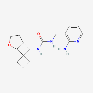 molecular formula C16H22N4O2 B7438706 1-[(2-Aminopyridin-3-yl)methyl]-3-spiro[2-oxabicyclo[3.2.0]heptane-7,1'-cyclobutane]-6-ylurea 