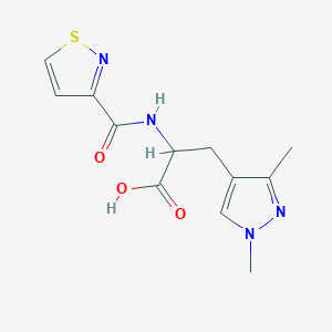 molecular formula C12H14N4O3S B7438723 3-(1,3-Dimethylpyrazol-4-yl)-2-(1,2-thiazole-3-carbonylamino)propanoic acid 