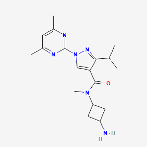 molecular formula C18H26N6O B7438739 N-(3-aminocyclobutyl)-1-(4,6-dimethylpyrimidin-2-yl)-N-methyl-3-propan-2-ylpyrazole-4-carboxamide 