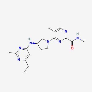 molecular formula C19H27N7O B7438741 4-[(3R)-3-[(6-ethyl-2-methylpyrimidin-4-yl)amino]pyrrolidin-1-yl]-N,5,6-trimethylpyrimidine-2-carboxamide 