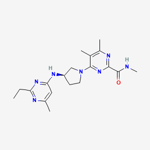 molecular formula C19H27N7O B7438755 4-[(3R)-3-[(2-ethyl-6-methylpyrimidin-4-yl)amino]pyrrolidin-1-yl]-N,5,6-trimethylpyrimidine-2-carboxamide 