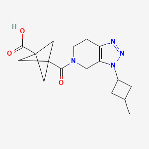 molecular formula C17H22N4O3 B7438776 3-[3-(3-methylcyclobutyl)-6,7-dihydro-4H-triazolo[4,5-c]pyridine-5-carbonyl]bicyclo[1.1.1]pentane-1-carboxylic acid 