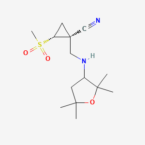 molecular formula C14H24N2O3S B7438829 (1S,2R)-2-methylsulfonyl-1-[[(2,2,5,5-tetramethyloxolan-3-yl)amino]methyl]cyclopropane-1-carbonitrile 
