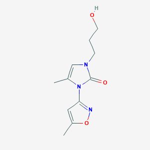 molecular formula C11H15N3O3 B7438844 1-(3-Hydroxypropyl)-4-methyl-3-(5-methyl-1,2-oxazol-3-yl)imidazol-2-one 