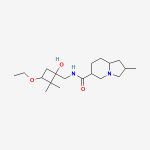 molecular formula C19H34N2O3 B7438891 N-[(3-ethoxy-1-hydroxy-2,2-dimethylcyclobutyl)methyl]-2-methyl-1,2,3,5,6,7,8,8a-octahydroindolizine-6-carboxamide 