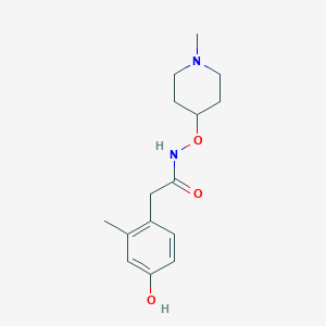 molecular formula C15H22N2O3 B7438926 2-(4-hydroxy-2-methylphenyl)-N-(1-methylpiperidin-4-yl)oxyacetamide 