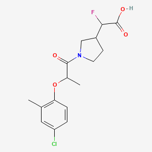 molecular formula C16H19ClFNO4 B7438950 2-[1-[2-(4-Chloro-2-methylphenoxy)propanoyl]pyrrolidin-3-yl]-2-fluoroacetic acid 