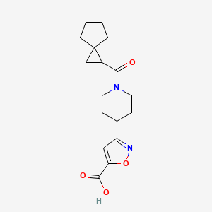 molecular formula C17H22N2O4 B7438955 3-[1-(Spiro[2.4]heptane-2-carbonyl)piperidin-4-yl]-1,2-oxazole-5-carboxylic acid 