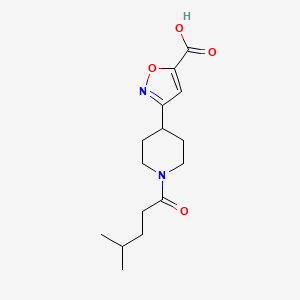 molecular formula C15H22N2O4 B7438959 3-[1-(4-Methylpentanoyl)piperidin-4-yl]-1,2-oxazole-5-carboxylic acid 