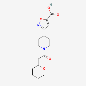 molecular formula C16H22N2O5 B7438973 3-[1-[2-(Oxan-2-yl)acetyl]piperidin-4-yl]-1,2-oxazole-5-carboxylic acid 