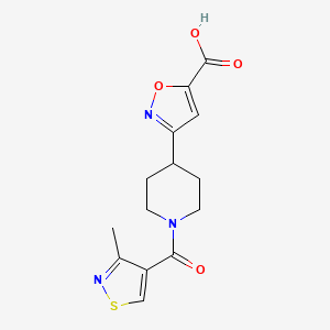 molecular formula C14H15N3O4S B7438980 3-[1-(3-Methyl-1,2-thiazole-4-carbonyl)piperidin-4-yl]-1,2-oxazole-5-carboxylic acid 