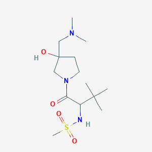 molecular formula C14H29N3O4S B7439035 N-[1-[3-[(dimethylamino)methyl]-3-hydroxypyrrolidin-1-yl]-3,3-dimethyl-1-oxobutan-2-yl]methanesulfonamide 
