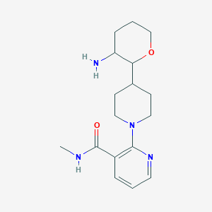 molecular formula C17H26N4O2 B7439037 2-[4-(3-aminooxan-2-yl)piperidin-1-yl]-N-methylpyridine-3-carboxamide 