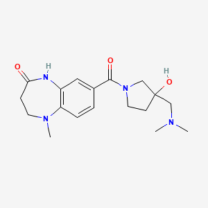 molecular formula C18H26N4O3 B7439039 7-[3-[(dimethylamino)methyl]-3-hydroxypyrrolidine-1-carbonyl]-1-methyl-3,5-dihydro-2H-1,5-benzodiazepin-4-one 