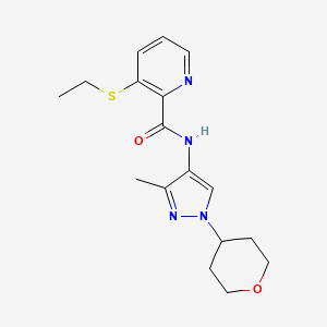 molecular formula C17H22N4O2S B7439062 3-ethylsulfanyl-N-[3-methyl-1-(oxan-4-yl)pyrazol-4-yl]pyridine-2-carboxamide 