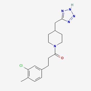 molecular formula C17H22ClN5O B7439075 3-(3-chloro-4-methylphenyl)-1-[4-(2H-tetrazol-5-ylmethyl)piperidin-1-yl]propan-1-one 