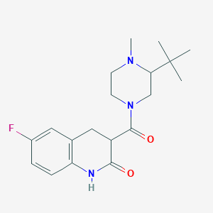 molecular formula C19H26FN3O2 B7439086 3-(3-tert-butyl-4-methylpiperazine-1-carbonyl)-6-fluoro-3,4-dihydro-1H-quinolin-2-one 