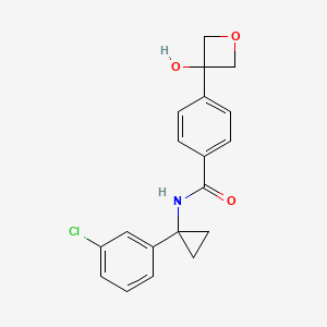 molecular formula C19H18ClNO3 B7439098 N-[1-(3-chlorophenyl)cyclopropyl]-4-(3-hydroxyoxetan-3-yl)benzamide 