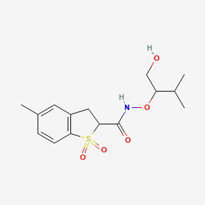 molecular formula C15H21NO5S B7439115 N-(1-hydroxy-3-methylbutan-2-yl)oxy-5-methyl-1,1-dioxo-2,3-dihydro-1-benzothiophene-2-carboxamide 