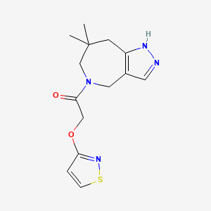 molecular formula C14H18N4O2S B7439132 1-(7,7-Dimethyl-1,4,6,8-tetrahydropyrazolo[4,3-c]azepin-5-yl)-2-(1,2-thiazol-3-yloxy)ethanone 