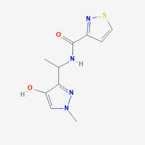 molecular formula C10H12N4O2S B7439153 N-[1-(4-hydroxy-1-methylpyrazol-3-yl)ethyl]-1,2-thiazole-3-carboxamide 