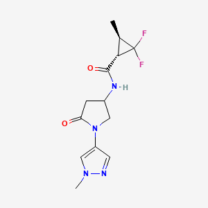 molecular formula C13H16F2N4O2 B7439170 (1S,3R)-2,2-difluoro-3-methyl-N-[1-(1-methylpyrazol-4-yl)-5-oxopyrrolidin-3-yl]cyclopropane-1-carboxamide 