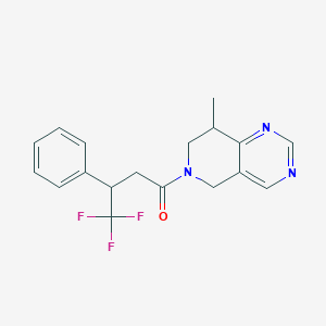 molecular formula C18H18F3N3O B7439182 4,4,4-trifluoro-1-(8-methyl-7,8-dihydro-5H-pyrido[4,3-d]pyrimidin-6-yl)-3-phenylbutan-1-one 