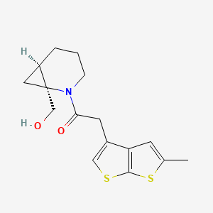 molecular formula C16H19NO2S2 B7439193 1-[(1S,6R)-1-(hydroxymethyl)-2-azabicyclo[4.1.0]heptan-2-yl]-2-(5-methylthieno[2,3-b]thiophen-3-yl)ethanone 