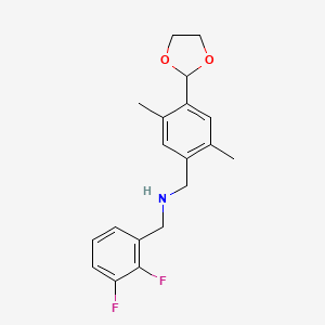 molecular formula C19H21F2NO2 B7439200 1-(2,3-difluorophenyl)-N-[[4-(1,3-dioxolan-2-yl)-2,5-dimethylphenyl]methyl]methanamine 