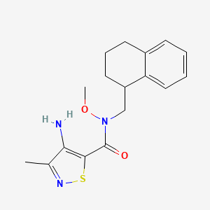 molecular formula C17H21N3O2S B7439226 4-amino-N-methoxy-3-methyl-N-(1,2,3,4-tetrahydronaphthalen-1-ylmethyl)-1,2-thiazole-5-carboxamide 