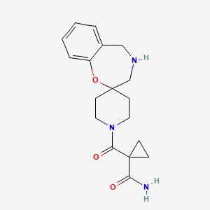 molecular formula C18H23N3O3 B7439227 1-(spiro[4,5-dihydro-3H-1,4-benzoxazepine-2,4'-piperidine]-1'-carbonyl)cyclopropane-1-carboxamide 