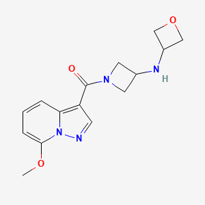 molecular formula C15H18N4O3 B7439231 (7-Methoxypyrazolo[1,5-a]pyridin-3-yl)-[3-(oxetan-3-ylamino)azetidin-1-yl]methanone 