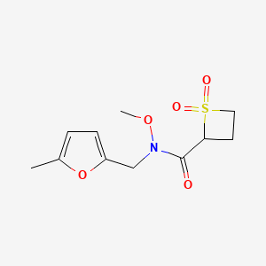 molecular formula C11H15NO5S B7439237 N-methoxy-N-[(5-methylfuran-2-yl)methyl]-1,1-dioxothietane-2-carboxamide 