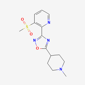 molecular formula C14H18N4O3S B7439286 5-(1-Methylpiperidin-4-yl)-3-(3-methylsulfonylpyridin-2-yl)-1,2,4-oxadiazole 