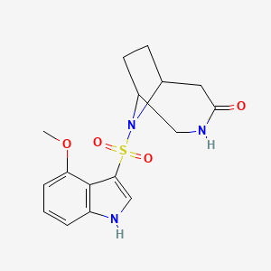 molecular formula C16H19N3O4S B7439288 9-[(4-methoxy-1H-indol-3-yl)sulfonyl]-3,9-diazabicyclo[4.2.1]nonan-4-one 