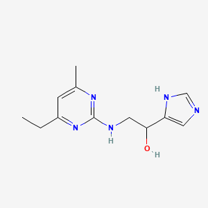 molecular formula C12H17N5O B7439295 2-[(4-ethyl-6-methylpyrimidin-2-yl)amino]-1-(1H-imidazol-5-yl)ethanol 