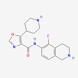 molecular formula C18H21FN4O2 B7439309 N-(5-fluoro-1,2,3,4-tetrahydroisoquinolin-6-yl)-5-piperidin-4-yl-1,3-oxazole-4-carboxamide 