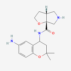 molecular formula C18H25N3O3 B7439311 (3aR,6aR)-N-(6-amino-2,2-dimethyl-3,4-dihydrochromen-4-yl)-2,3,3a,4,5,6-hexahydrofuro[2,3-c]pyrrole-6a-carboxamide 