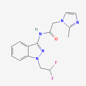 molecular formula C15H15F2N5O B7439318 N-[1-(2,2-difluoroethyl)indazol-3-yl]-2-(2-methylimidazol-1-yl)acetamide 